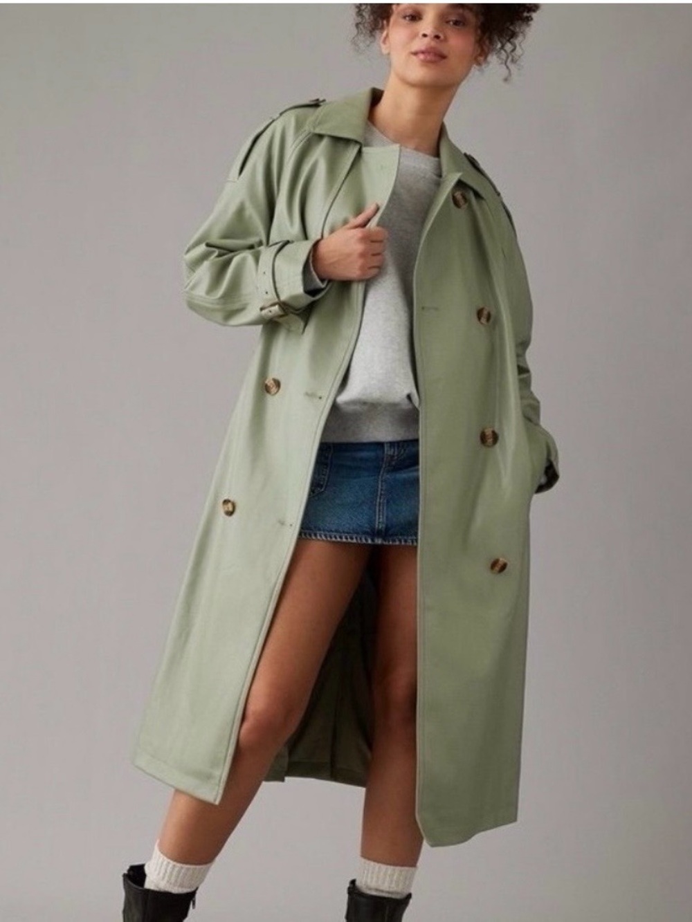 American Eagle Sage trench coat